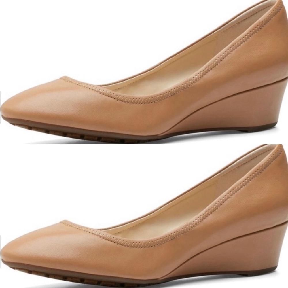 NIB Cole Haan Sylvia Wedge size 7.5 camel/cognac non-slip slip-resistant